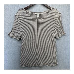 Tomorrow Vintage Womens Blouse Size XL Short Sleeve Brown with Should Pads